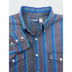 VTG Wrangler Cowboy Cut Shirt Mens 16.5-35 X-Long Tails Button Brushpopper